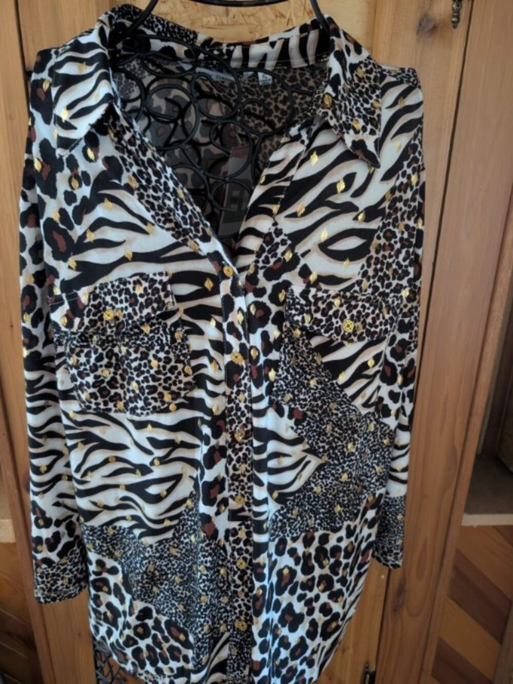 Emily Daniels Animal Print XL Blouse with Pockets